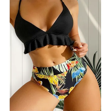 Traje De Baño 2 Piezas  Tropical Multicolor