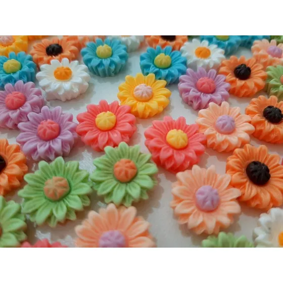 Entremeio Com Furo Miçanga Flores Coloridas Kit Com 15 Un