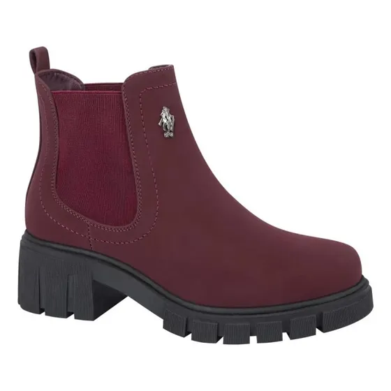Bota Casual De Dama  Hpc Polo 1301 Color Vino