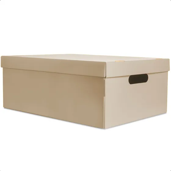 Caja Grande Organizadora De Cartón Barnizada Color Beige