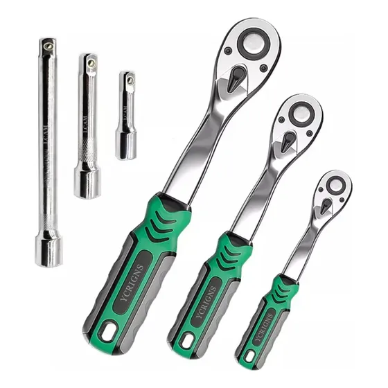 Llave Matraca Juego De Matracas,herramientas Manuales Ycrigns®,trinquete De 1/2 3/8 Y 1/4 Inch Con 3 Barra De Extensión