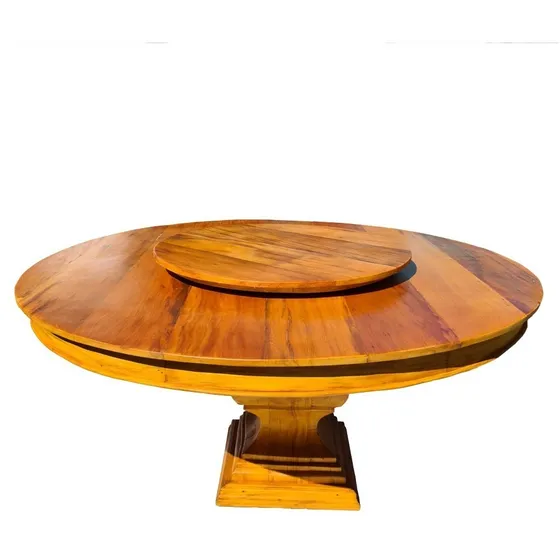 Mesa De Jantar Cozinha Redonda Com Prato Giratório Madeira