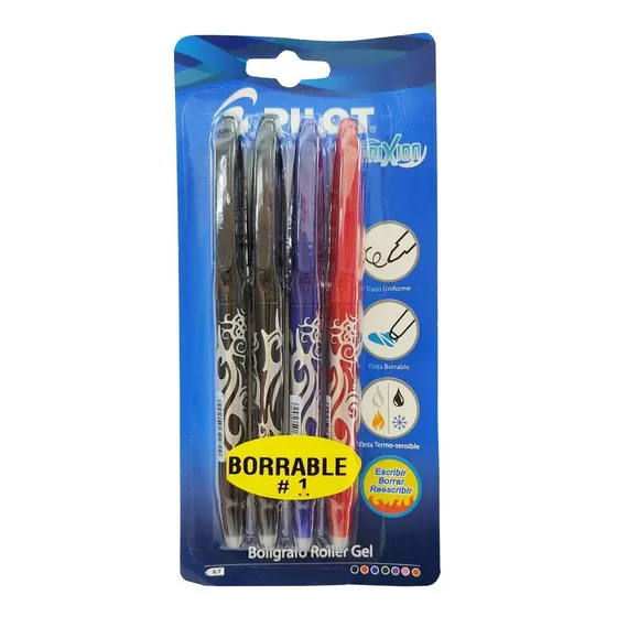 Boligrafo Pilot Frixion Borrable Blister X 4 Uds. Tinta Azul Exterior Azul