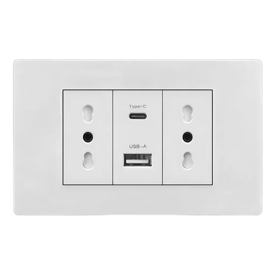 Tomacorriente Inteligente Doble Con Entrada Usb Y Tipo C