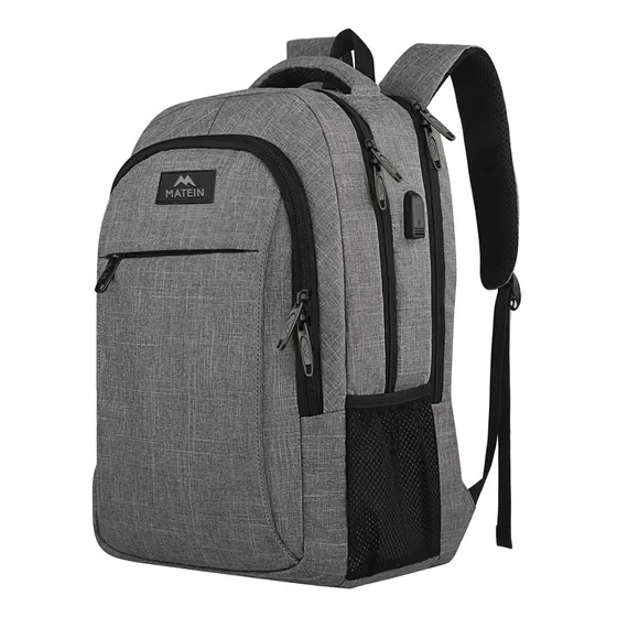 Mochila de Viaje para Notebook 15.6 Pulgadas Mochila Escolar Antirrobo e Impermeable Matein 1007 Color Gris Lisa 35L