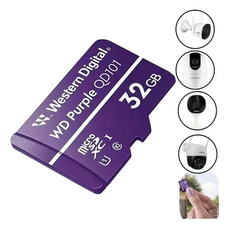 Cartão De Memória Wd Purple 32gb Microsd Cftv Intelbras Mibo