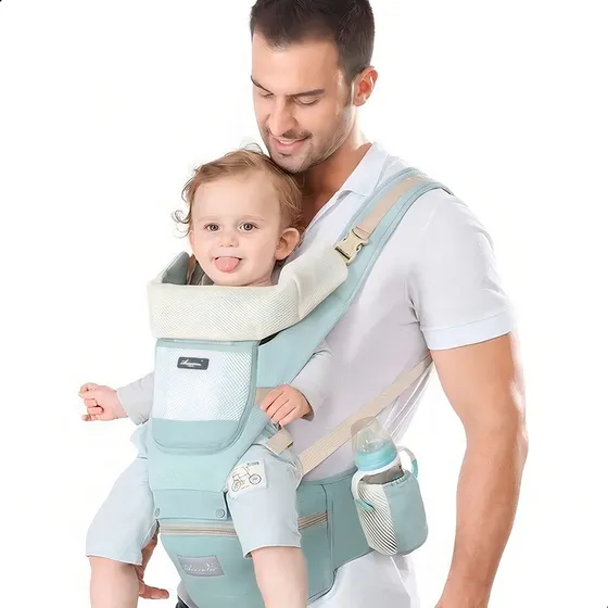 Bolsa Canguru Ergonômico Bebê Mãe Premium 12 Posições 3 Em 1 Cor Verde