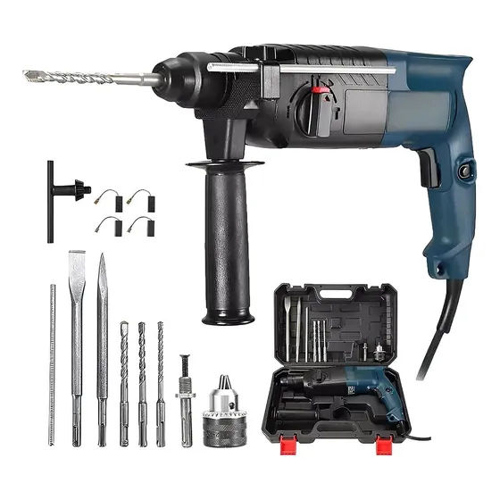 Rotomartillo Taladro de impacto Cincelador Perforador Sds 1200w Con Accesorios Color Negro