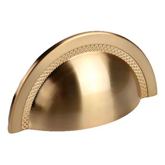Puxador De Gaveta Concha Sobrepor Zen Shell Gold Escovado 48