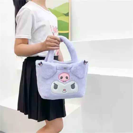 Cartera Bandolera Sanrio Kuromi My Melody Peluche Niñas 28cm