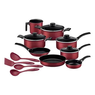 Jogo De Panelas 12 Peças Turim Tramontina Starflon Aluminio Cor Vermelho Jogo De Panelas 12 Peças Turim Tramontina Starflon Aluminio Cor Vermelho