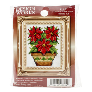 Kit De Punto De Cruz Con Adorno De Flores De Pascua Tobin, 2 Kit De Punto De Cruz Con Adorno De Flores De Pascua Tobin, 2