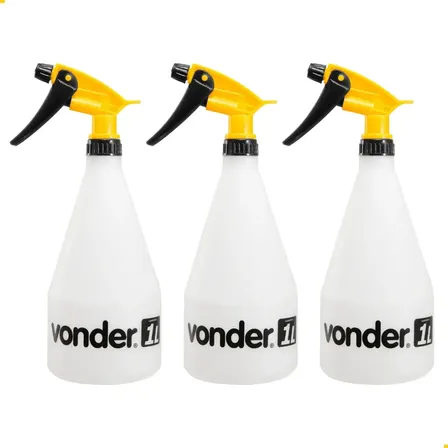 Kit 3 Borrifador Manual 1litro Jardim Limpeza Plantas Vonder Branco