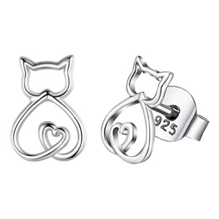 Aretes En Forma Silueta De Gato En Plata .925 Bolsa Fieltro Aretes En Forma Silueta De Gato En Plata .925 Bolsa Fieltro