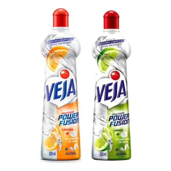 Kit 2 Veja Limpeza Pesada Power Fusion Limpador Multiuso