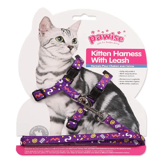 Arnés Y Correa Pawise - Para Gato Kitten Harnes Color Violeta Oscuro