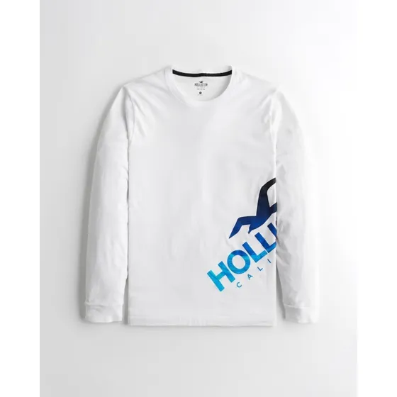 Franela Manga Larga Hollister, Talla M, Blanca, Tasa Bcv