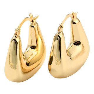 Arracadas Acero Inoxidable Chapa Oro 18k Trapezoidal grueso Arracadas Acero Inoxidable Chapa Oro 18k Trapezoidal grueso