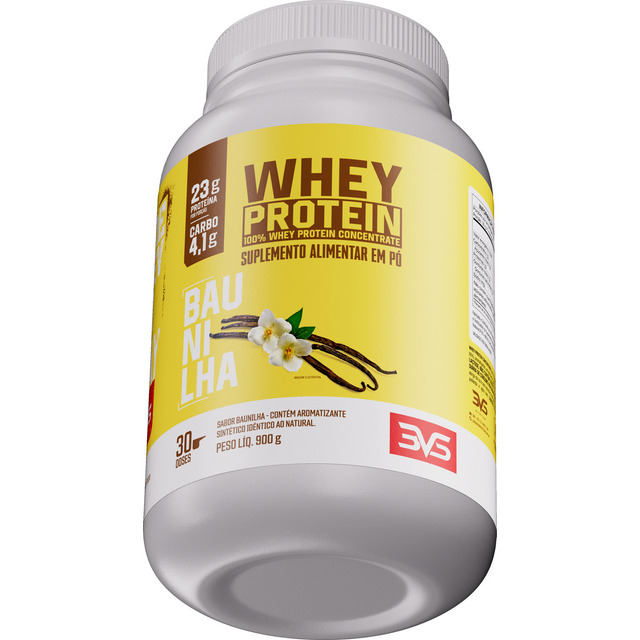 100% Whey Protein Concentrado 900g Sabor: Baunilha - Proteína 100% Pura - 3vs Nutrition 100% Whey Protein Concentrado 900g Sabor: Baunilha - Proteína 100% Pura - 3vs Nutrition
