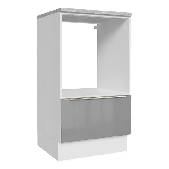 Gabinete Bajo microondas Madesa Lux de 1 puerta con Encimera Color Blanco/Gris 01