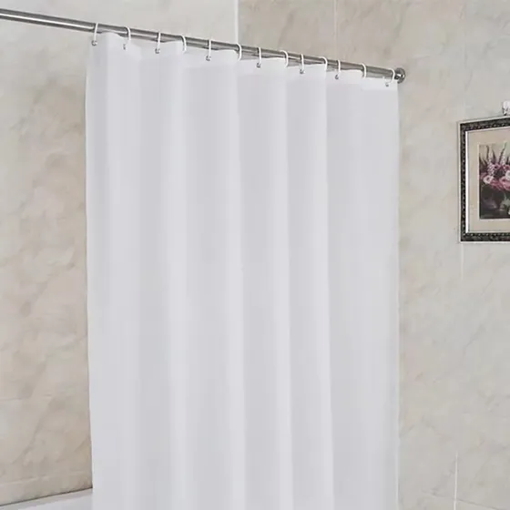Cortina Para Baño Ducha Blanca 1.95m Alto Tela Teflon 82049