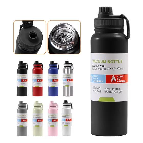 800ml Garrafa Térmica Água Squeeze Inox Academiaquente Frio
