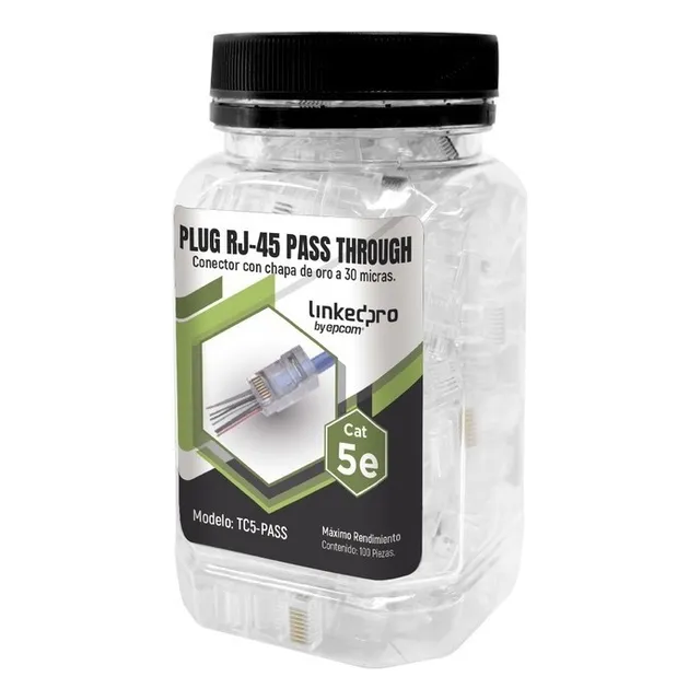 Bote Con 100 Plugs Rj45 Cat5e Sin Blindaje 30 Micras