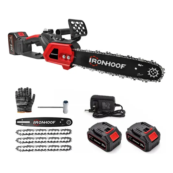 Motosierra eléctrica inalámbrica y portátil Ironhoof JLMXF067BK de 1200W 3 cadenas 12 pulgadas color rojo