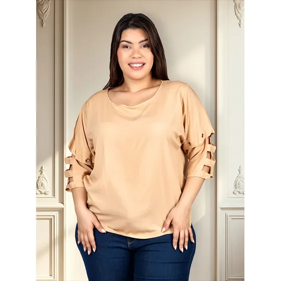 Blusa Poplin Mujer Manga 3/4 Onara Ninon Talle Grande Cs