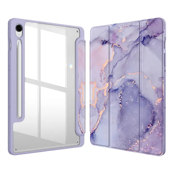 Funda Híbrida Delgada Para Galaxy Tab S9 Fe De 10.9 Pulgadas Lila Mármol
