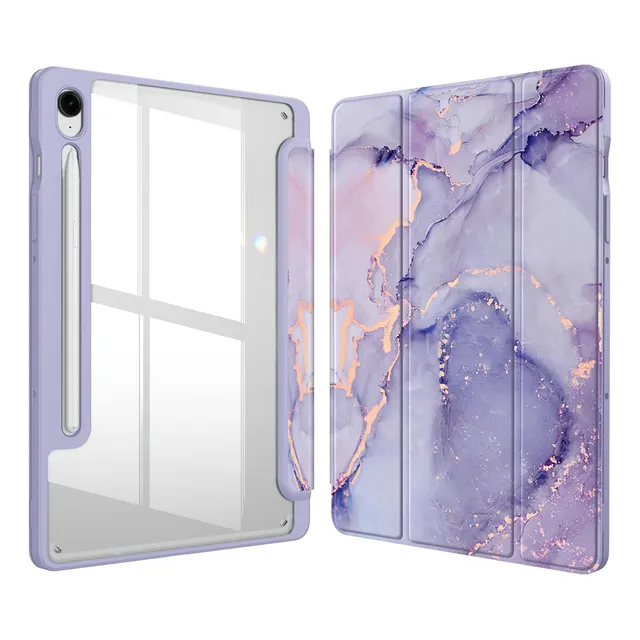 Funda Híbrida Delgada Para Galaxy Tab S9 Fe De 10.9 Pulgadas Lila Mármol