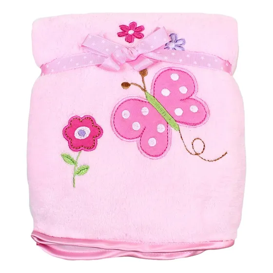 Manta Acogedora De 2 Capas Rosa Mariposa Para Bebés
