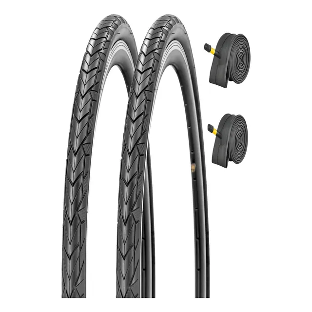 X2 Neumáticos Bicicleta 700x35c +2 Cámaras Válvula Schrader
