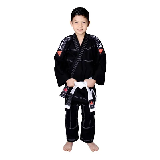Kimono Preto Jiu Jitsu Infantil Com Faixa Grátis!