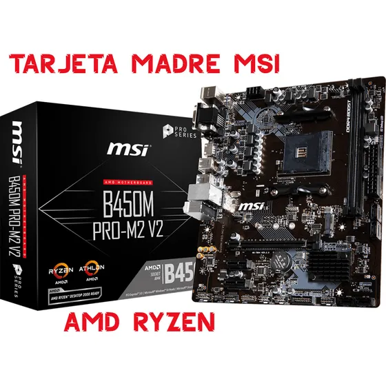 Tarjeta Madre Msi B450m Pro M2 V2 Para Ryzen 3 5 7 Y 9
