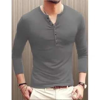 Mi Mi Camisa De Hombre Con Cuello En V Manga Larga Moda