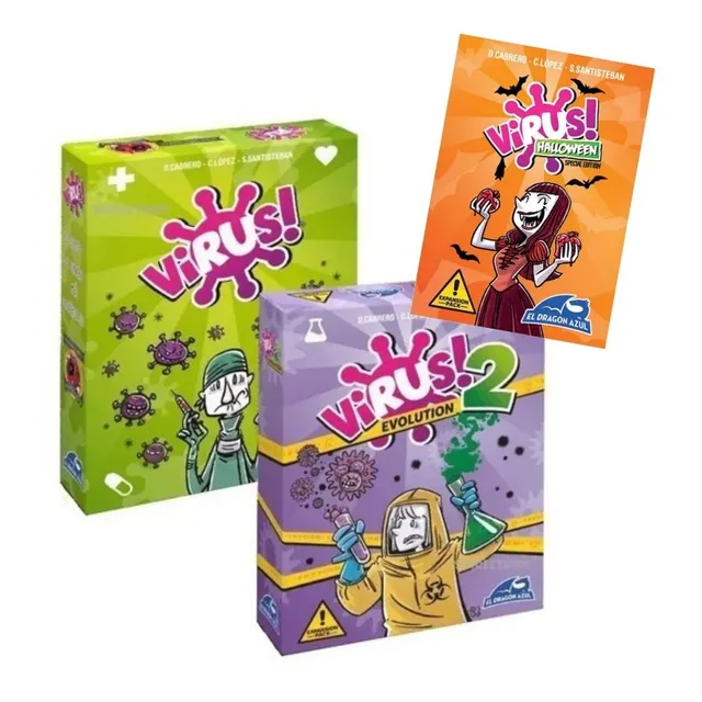 Combo Juego Virus + Virus 2 + Expansion Cartas Halloween