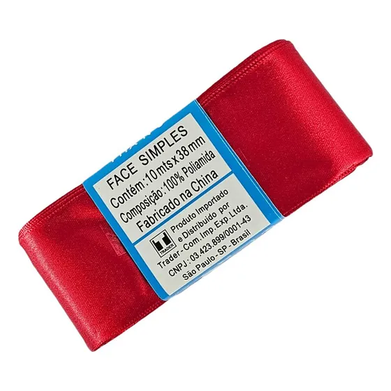 Fita De Cetim Trader Artesanato Casamento Nº9 38mm C/10 Mts Cor 26 Vermelho