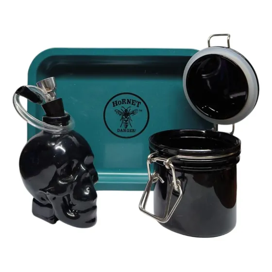The Bong Kit Hermético Bong De 15 Cm - Diseño Elegante Calavera Negra
