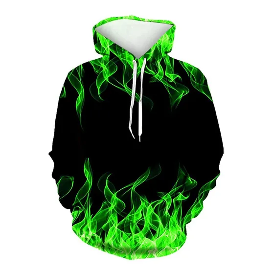 Sudadera Capucha Estampado Llama Para Hombre Manga Larga Hip