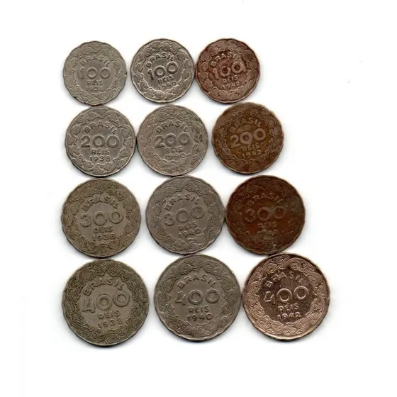Série 12 Moedas Réis Série Getúlio Vargas De 1938 À 1942