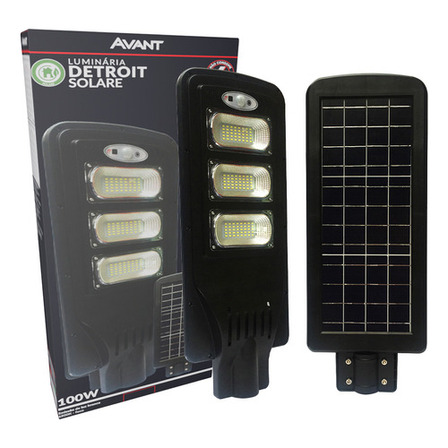 Luminaria Led Poste Detroit Solare 6500k 100w Ip65 - Avant Preto Branco-frio Luminaria Led Poste Detroit Solare 6500k 100w Ip65 - Avant Preto Branco-frio