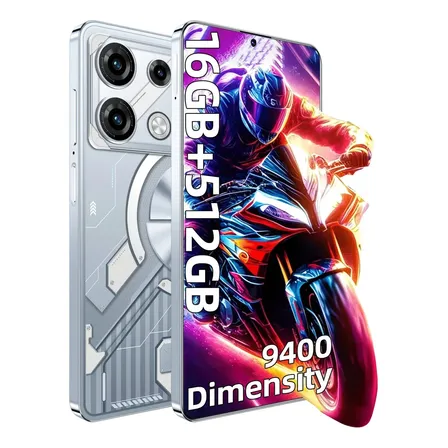 Celular Gt10 Pro 5g Libre | 16gb Ram 512gb Rom | Dimensity9400 Octa Core | 6.78 Fhd+ | Cámara 108mp+32mp | Gran Batería 6000mah | Android 14 | Gamer | Dual Sim Desbloqueado Plateado