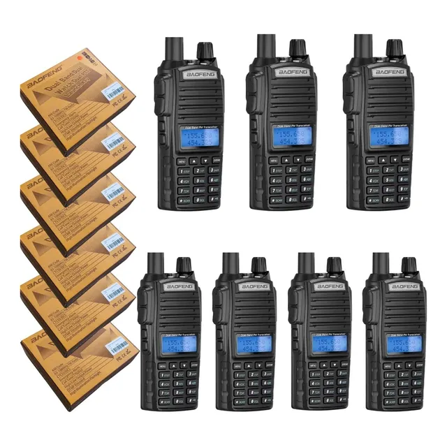 Kit 07 Rádio Ht Baofeng Comunicador Uv-82 Dual Vhf Uhf Fm