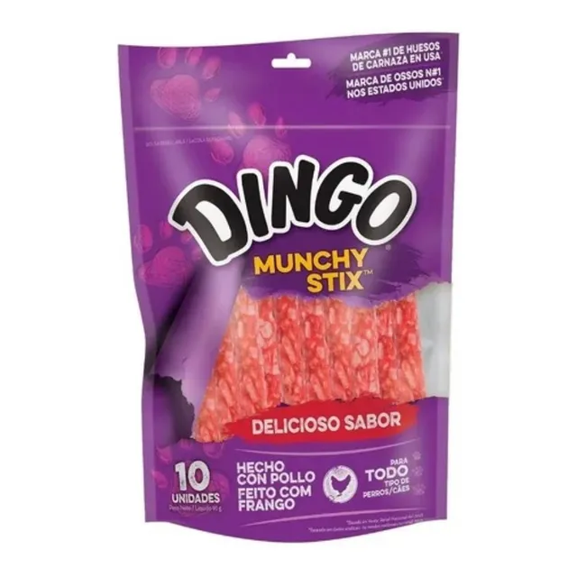 Golosina Para Perros Dingo Munchy Stix X 10 Unidades 90 Gr