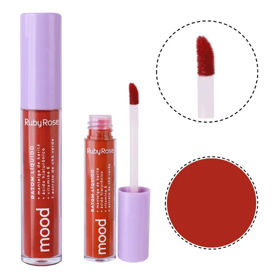 Batom Matte Líquido Vermelho Ruby Rose Longa Duração 