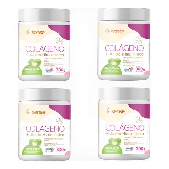 4x Colágeno Hidrolisado Drink + Ácido Hialurônico 300g Pó