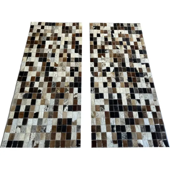  2 Un Tapete De Couro Passadeira Marrom Misto 0,50x1,20