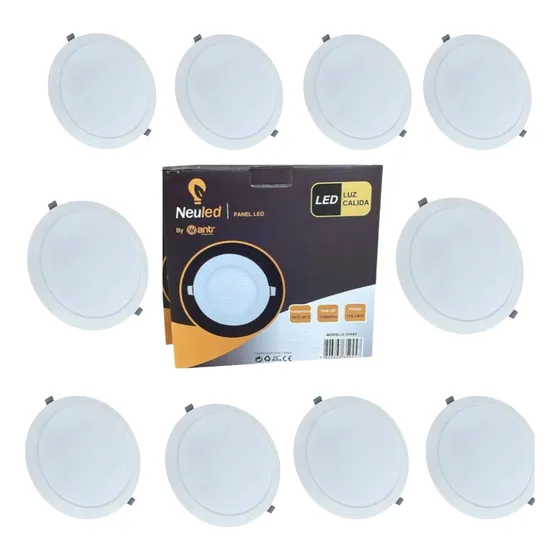 Pack X 10 Panel Led Basic Embutido Redondo 18w 22cm