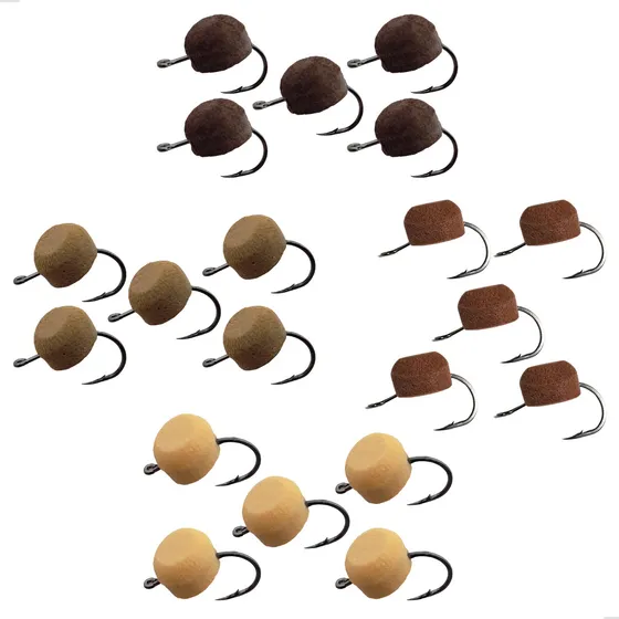 Kit Isca Ração Artificial Com Anzol 20un 4 Cores Pesqueiro Tilápia Carpa Matrinxã Pacu